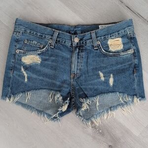 Rag & Bone Blue Distressed Jean Shorts